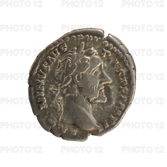 Denarius of Antoninus Pius (86–161; Roman emperor 138–161). Silver coin, weight 3.24 g, axis 180°. Obverse: Emperor's head in a laurel wreath facing right; pearl border; inscription ANTINVS AVG PIVS PP IMP II. Reverse: Ceres seated left, holding a scepter in her right hand and ears of corn in her left; pearl border; inscription TR POT XI COS IIII. Date: 155–156. Roman, Rome.