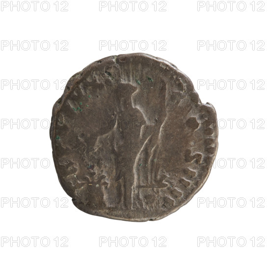 Denarius of Antoninus Pius (ruled 138–161 CE), c. 157–158. Silver coin, weight 3.04 g, axis 180°. Obverse: Laureate, draped and cuirassed bust of the emperor facing right; inscription 'ANTONINVS AVG PIVS PP IMP II'. Pearl/pearl-dot border. Reverse: Annona (personification) standing left, holding ears of corn above a modius in her right hand and a rudder resting on a ship's prow in her left; inscription 'TR POT XXI COS IIII'. Iconography: imperial bust, Annona with modius, rudder, and ears of corn. Roman Empire, Rome.