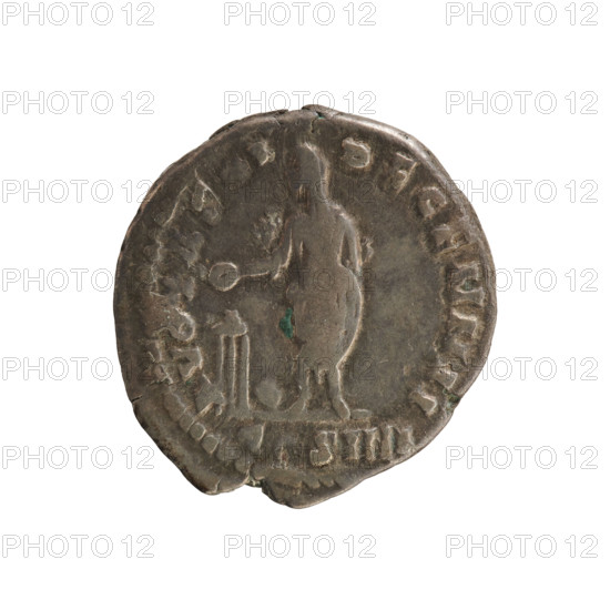 Denarius, Antoninus Pius (86–161; Roman emperor 138–161). Obverse: Emperor's head in a laurel wreath facing right; legend NTONINVS AVG PI. Pearl border. Reverse: Veiled emperor stands facing left, holding a patera above a tripod in his right hand, left hand at his side, a bull beside the tripod; under the line COS IIII; legend VOTA SOL DECENN II. Coin dated 158–159. Roman Empire (27 BC–476), Rome. Silver coin, weight 3.30 g, axis 180°.