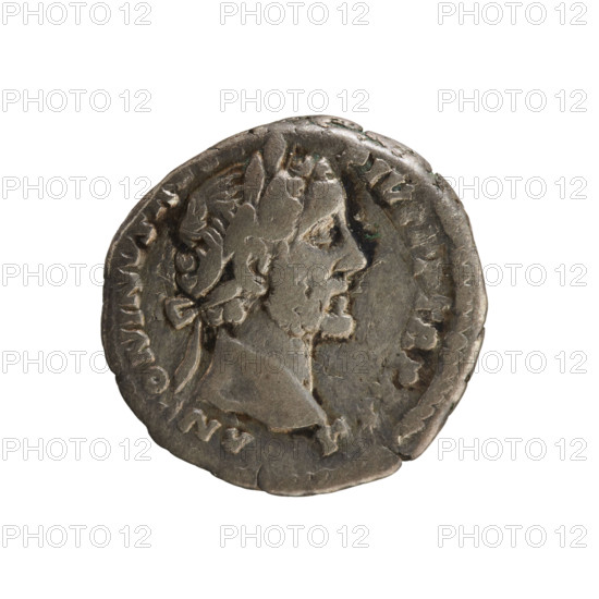 Denarius, Antoninus Pius (86–161; Roman emperor 138–161). Obverse: ANTONINVS A PIVS PP TR P XXII — Emperor's head in a laurel wreath, right. Pearl border. Reverse: VOTA SVSCEPTA DEC III — The veiled emperor stands facing left, holding a patera above a tripod in his right hand, left hand at his side; below the line COS IIII. Pearl border. Date: 158–159. Roman Empire (27 BC–476), Rome. Coin, weight 3.48 g, axis 180°.