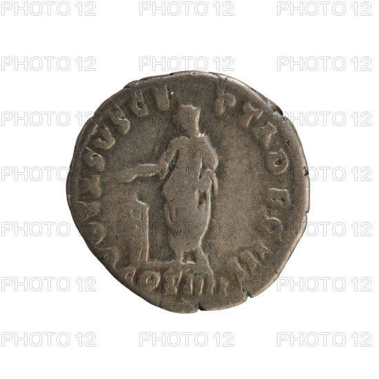 Denarius, Antoninus Pius (86–161; Roman emperor 138–161). Obverse: ANTONINVS A PIVS PP TR P XXII — emperor's head in a laurel wreath facing right; pearl border. Reverse: VOTA SVSCEPTA DEC III — veiled emperor stands facing left, holding a patera above a tripod in his right hand, left hand at his side; below the line COS IIII; pearl border. Date: 158–159. Roman Empire (27 BC–476), Rome. Coin; weight 3.48 g; axis 180°.