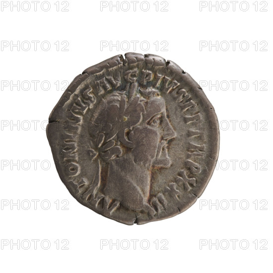 Denarius of Antoninus Pius (86–161; Roman emperor 138–161). Obverse: Emperor's bust right, laureate, pearl border, legend ANTONINVS AVG PIVS PP TR P XXIII. Reverse: Felicitas standing left, holding a caduceus in her raised right hand and resting her left on a column, pearl border, legend FELIC SAEC COS IIII. Silver coin, weight 3.31 g; Rome, 159–160 CE.