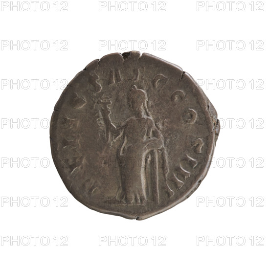 Denarius, Antoninus Pius (86–161; Roman emperor 138–161). Obverse: Emperor's head in a laurel wreath, right; inscription ANTONINVS AVG PIVS PP TR P XXIII; pearl border. Reverse: Felicitas standing facing left, holding a caduceus in her raised right hand and resting her left hand on a column; inscription FELIC SAEC COS IIII; pearl border. Date: 159–160. Roman Empire (27 BC–476), Rome. Coin; weight 3.31 g.