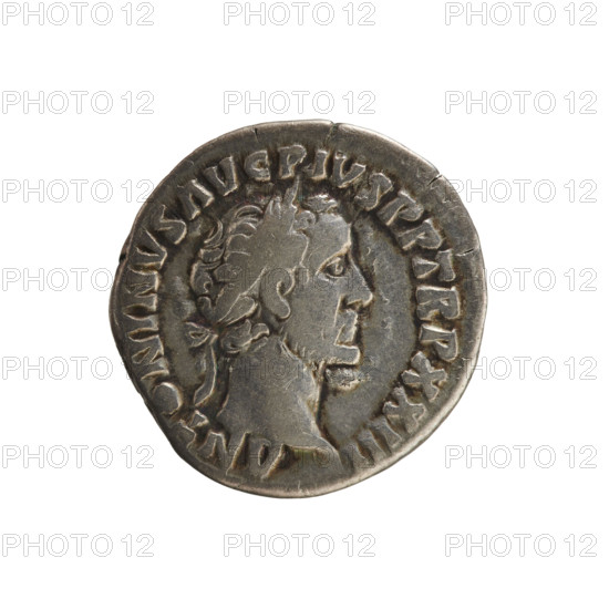 Denarius, Antoninus Pius (86–161; Roman emperor 138–161). Obverse: ANTONINVS AVG PIVS PP TR P XXIII — Emperor's head in a laurel wreath, right. Pearl border. Reverse: FORTVNA COS IIII — Fortuna stands facing right, holding a rudder resting on a sphere in her right hand and a cornucopia in her left. Iconography: busts of Antoninus Pius; imperial busts; Fortuna (personification) with cornucopia and rudder. Hoard find (Golub). Date: 159–160. Place: Rome, Roman Empire. Medium: silver coin (denarius). Weight: 3.24 g.