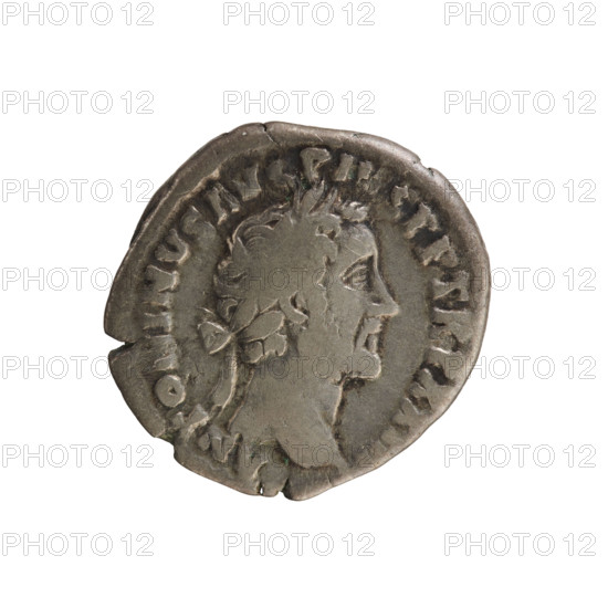 Denarius of Antoninus Pius (86–161; Roman emperor 138–161). Silver coin, 159–160 CE, Roman Imperial. Obverse: laureate/pearled bust of the emperor right with inscription 'ANTONINVS AVG PI, S PP TR P XXIII'. Reverse: Fortuna standing right, holding a rudder resting on a sphere in her right hand and a cornucopia in her left. Weight 3.03 g; axis 180°.