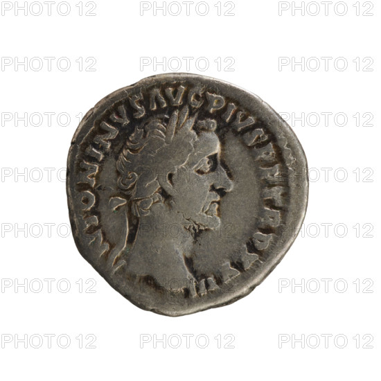 denarius, Antoninus Pius (86–161; Roman emperor 138–161) — iconography: busts, Pax (personification), imperial busts, branch (attribute), scepter (attribute). Obv. ANTONINVS AVG PIVS PP TR P XXIII — Emperor's head in a laurel wreath, facing right. Pearl border. Rv. PACI AVG COS IIII — Pax stands facing left, holding a branch in her right hand and a scepter in her left. Pearl border. Date: 159–160. Culture: Roman Empire (27 BC–476). Place: Rome. Object: coin (denarius). Weight: 3.15 g. Axis: 180 degrees.