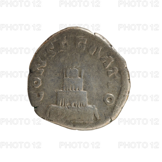 Denarius, Marcus Aurelius (121–180; Roman emperor 161–180), posthumous issue of Antoninus Pius (86–161; Roman emperor 138–161). Obverse: conjoined busts; legend ADV. DIVVS ANTONINVS; emperor's head on the right; pearled border. Reverse: CONSECRATIO; four-tiered funeral pyre decorated with garlands and topped with a quadriga; pearled border. After 161 CE, Roman Empire (27 BC–476), Rome. Silver coin, weight 3.16 g, axis 180°.