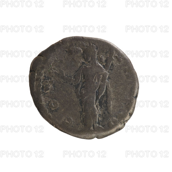 Denarius, after 141 CE. Obverse: DIV, bust of Faustina the Elder (98–141 CE; Roman empress 138–141) turned to the right, draped, hair in a top bun. Reverse: CON, Ceres stands turned to the right, raises her right hand and holds a torch in her left. Pearl border. Roman Empire (Rome), weight 3.49 g, axis 180°. Subjects: Antoninus Pius (86–161 CE; Roman emperor 138–161), Faustina the Elder; iconography: imperial busts, Ceres (mythology), torch (attribute).