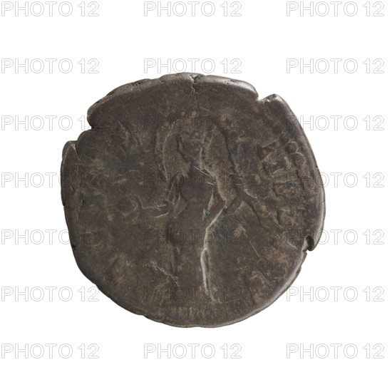 Denarius, after 141 CE. Obverse: DIVA FAVSTINA — Bust of Faustina the Elder (98–141; Roman empress 138–141) facing right, draped, hair in a bun; pearl border. Reverse: AETERNITAS — Providentia (personification) standing left, holding a globe in her right hand and supporting a veil floating around her head; pearl border. Imperial busts of Antoninus Pius (86–161; Roman emperor 138–161) also referenced. Roman Empire (27 BC–476), Rome. Coin, weight 3.26 g, axis 180°.