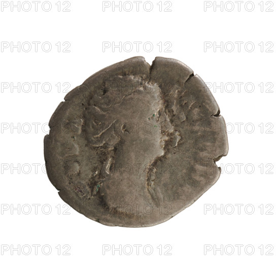 Denarius, after 141 CE. Obverse: DIVA FAVSTINA (poorly legible) — bust of Faustina the Elder (98–141), empress 138–141, turned right, wearing drapery with hair in a top bun. Reverse: AETERN... S — Providentia (personification) standing left, holding a sphere in her right hand and supporting a veil floating around her head. Pearl border. Roman Empire (27 BCE–476 CE), Rome. Coin; weight 3.08 g; axis 180°.