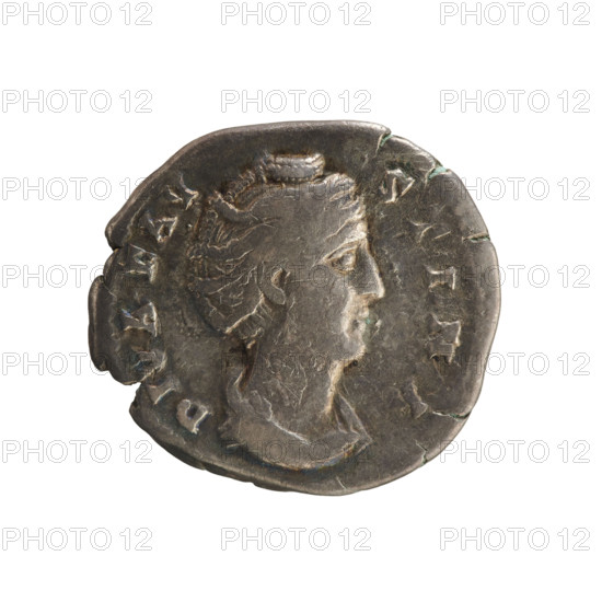 Denarius, after 141 CE. Obverse: DIVA FAV STINA — Bust of Faustina the Elder turned to the right, draped, hair in a bun, pearl border. Reverse: AVG VSTA — Ceres standing right, holding ears of corn lowered in her right hand and a scepter in her left. Roman Empire (27 BC–476), portrait of Antoninus Pius (86–161) and Faustina the Elder (98–141). Coin, Rome; weight 3.33 g; axis 180°.