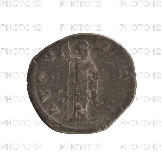 Denarius, after 141 CE. Obverse legend DIVA FAVSTINA (second part poorly legible). Bust of Faustina the Elder (98–141; Roman empress 138–141) turned to the right, wearing drapery with hair in a bun and a pearl border. Reverse legend AVGVST: Ceres in a veil stands turned to the left, holding a long flaming torch in her right hand and lifting the hem of her robe with her left. Roman Empire (27 BCE–476 CE), Rome. Coin; weight 3.34 g; axis 180°.