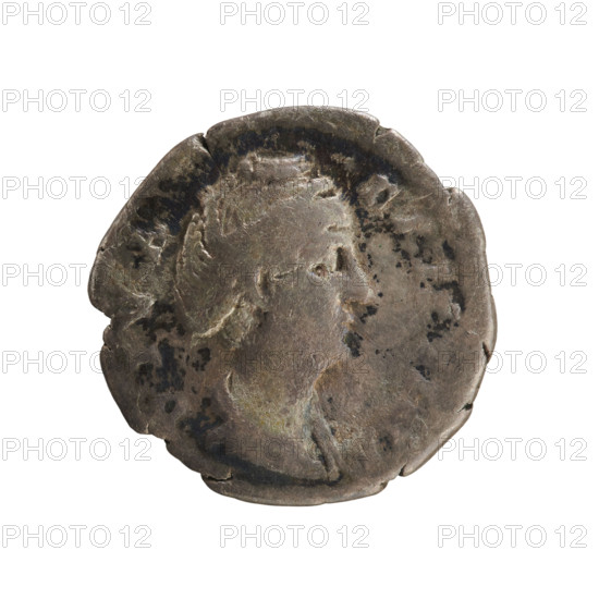 Denarius, after 141, Roman Empire (27 BC–476), Rome; weight 2.90 g. Obverse: DIVA FAVSTINA (second part with traces) — bust of Faustina the Elder (98–141; Roman empress 138–141) turned right, draped, hair in a bun. Reverse: AVGVSTA (S poorly legible) — Ceres veiled, turned left, holding a long flaming torch in her right hand and lifting the hem of her robe with her left. Pearl border. Subjects: Antoninus Pius (86–161; Roman emperor 138–161), Faustina the Elder; iconography: Ceres, torch attribute.