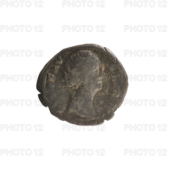Denarius, Antoninus Pius (86–161; Roman emperor 138–161), Faustina the Elder (98–141; Roman empress 138–141). Obverse: bust of the empress facing right, in drapery with hair arranged in a bun on top of the head (inscription D A FAV…). Reverse: Pietas (personification) stands facing left, right arm raised and bent at the elbow holding her hand over a burning altar, left arm bent at her side; pearl border (inscription AVGV…). After 141. Roman Empire (27 BC–476), Rome. Coin; weight 2.85 g.