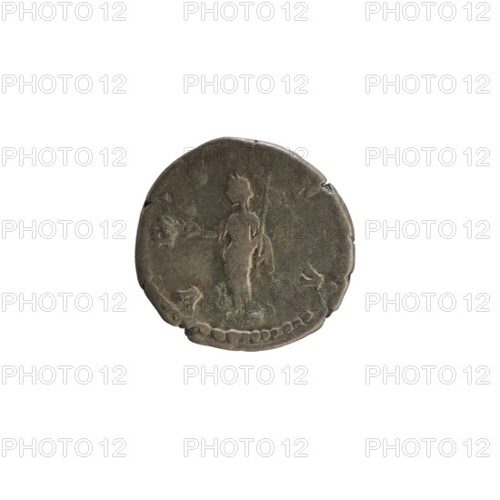 Denarius, after 141 CE. Obverse: bust of Faustina the Elder (98–141 CE), turned right, draped, hair in a bun, pearled border; inscription DIVA FAVSTINA. Reverse: Vesta standing left, right hand extended holding a palladium, left hand holding a scepter, pearled border. Roman Empire (27 BCE–476 CE), Rome. Silver coin, weight 3.21 g.