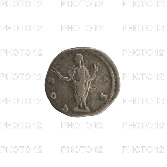 Denarius, Antoninus Pius (86–161; Roman Emperor 138–161). Obverse: head of Marcus Aurelius (heir to the throne; 138–161) right, pearl border, inscription AVRELIVS CAE SAR AVG PII F. Reverse: Honos (personification) standing left, holding a twig in his right hand and a cornucopia in his left, pearl border, inscription COS I I. Silver coin, weight 3.36 g, axis 180°. Date: 145–147. Roman Empire (27 BC–476), Rome.
