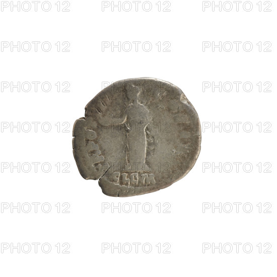 Denarius, Antoninus Pius (86–161; Roman emperor 138–161). Obverse: Head of Marcus Aurelius (heir to the throne; 138–161) right. Legend (poorly legible): AVRELIVS CAESAR AN TO. Pearly border. Reverse: CLEM(ENTIA) stands upright, head turned left, holding a patera in her right hand, left arm at her side; legend TR POT III COS II (second part poorly legible) with line CLEM. Pearl border. Date: 148–149. Roman Empire (27 BC–476), Rome. Coin (denarius), weight 3.18 g, axis 180°.