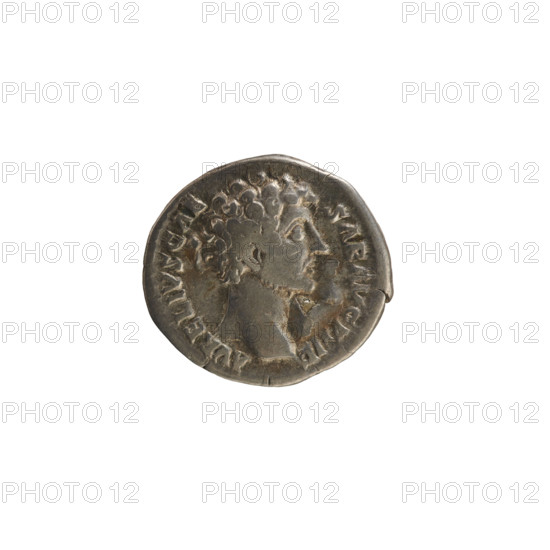 denarius, Antoninus Pius (86–161; Roman emperor 138–161), Marcus Aurelius (heir to the throne; 138–161) - iconography, Minerva (mythology), busts, Antoninus Pius, imperial busts, spear (attribute), shield (attribute), Obv. AVRELIVS CAE SAR AVG PII F Head of Marcus Aurelius to right. Pearl border. Rv. TR POT II COS II Minerva stands facing right, holding a spear in her right hand, her left hand resting on a shield at her feet. Pearl border. 147–148, Roman Empire (27 BC–476), Rome, coin, weight 3.13 g
