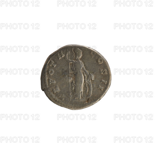 denarius, Antoninus Pius (86–161; Roman emperor 138–161), Marcus Aurelius (heir to the throne; 138–161) — iconography: Minerva (mythology); busts; imperial busts; spear (attribute); shield (attribute); Obv. AVRELIVS CAE SAR AVG PII F Head of Marcus Aurelius right. Pearl border. Rv. TR POT II COS II Minerva stands facing right, holding a spear in her right hand, her left hand resting on a shield at her feet. Pearl border. 147–148 CE, Roman Empire (27 BC–476), Rome; coin, weight 3.13 g
