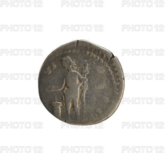 denarius, Antoninus Pius (86–161; Roman Emperor 138–161); obverse: head of Marcus Aurelius in right, pearly border, legend AVRELIVS CAE SAR AVG PII FIL; reverse: Genius Exercitus stands facing left, right hand holding a patera above an altar, left hand holding a legionary eagle, pearl border, legend VI COS II (second part poorly legible); 151–152 CE; Roman Empire (27 BC–476), Rome; silver coin (denarius); weight 2.93 g; axis 180 degrees.