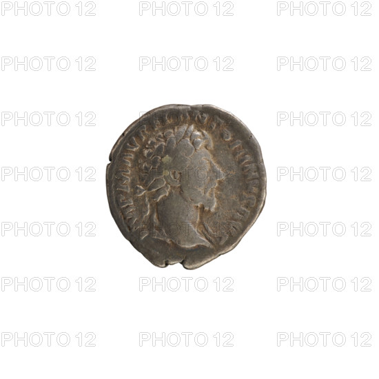 denarius, Marcus Aurelius (121–180; Roman emperor 161–180); obverse: head of Marcus Aurelius with a laurel wreath to right; pearl border; inscription IMP M AVREL ANTONINVS AVG. Reverse: Providentia standing facing left, holding a globe and a cornucopia; pearl border; inscription PROV DEOR TR P XV COS III. 161 CE; Roman Empire (27 BC–476); Rome; coin; weight 3.07 g.