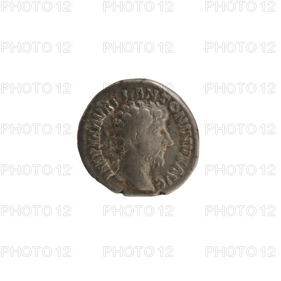 Denarius, Marcus Aurelius (121–180; Roman emperor 161–180). Obverse: Head of Marcus Aurelius right, pearly border, inscription IMP M AVREL ANTONINVS AVG. Reverse: CONCORD AVG TR P XV — Concordia seated facing left, holding a patera in her right hand, left elbow resting on a statuette of Spes, cornucopia under the seat; under the line COS III. Pearly border. 161 CE; Roman Empire; Rome. Coin, weight 3.30 g, axis 180°.