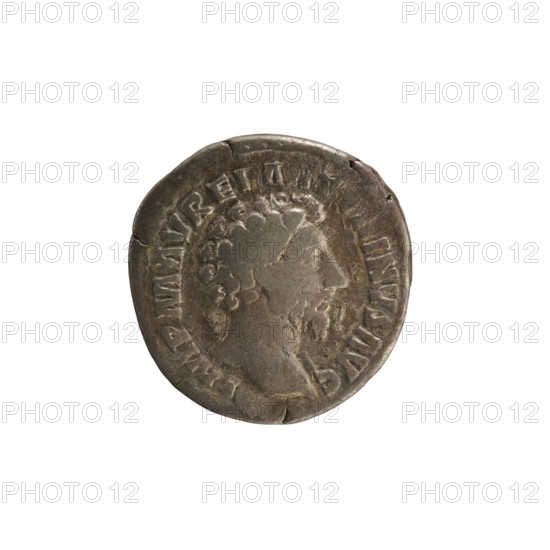 Denarius, Marcus Aurelius (121–180; Roman emperor 161–180). Obverse: Head of Marcus Aurelius right, pearly border, inscription IMP M AVREL A, INVS AVG. Reverse: Concordia seated facing left, holding a patera in her right hand, resting her left elbow on a statuette of Spes, cornucopia under the seat, inscription CONCORD AVG TR P XVI, control mark OS III, pearl border. 161–162, Roman Empire; Rome; silver coin; weight 2.88 g; axis 180°.