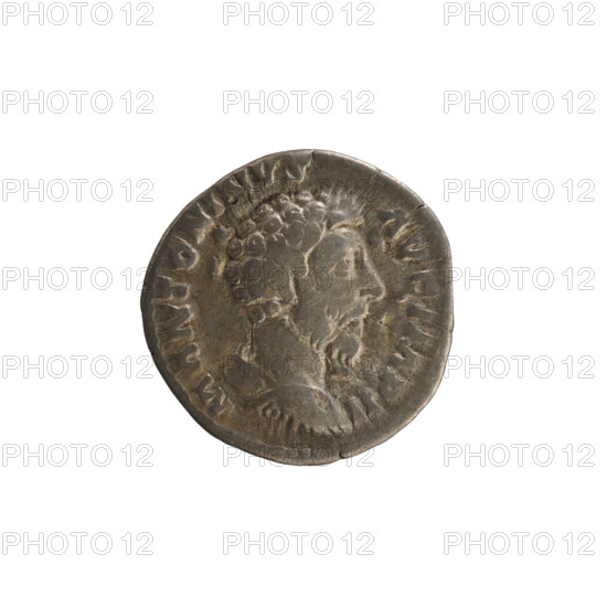 Denarius, Marcus Aurelius (121–180; Roman emperor 161–180). Obverse: Bust of Marcus Aurelius in armor, right. Beaded border. Inscription: M ANTONINVS AVG IMP II. Reverse: Felicitas sits turned to the right, holding a caduceus in her right hand and a cornucopia in her left. Pearl border. Date: 163–164. Roman Empire (27 BC–476), Rome. Coin; weight 3.16 g; axis 180°.