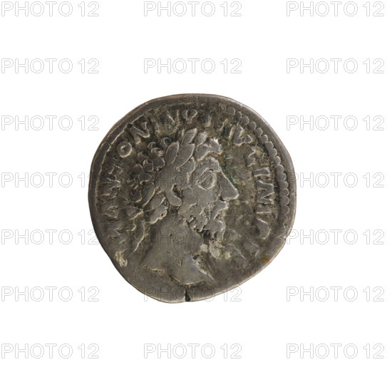 Denarius, Marcus Aurelius (121–180; Roman emperor 161–180). Obverse: head of Marcus Aurelius with a laurel wreath, facing right; pearl border. Reverse: Felicitas seated facing right, holding a caduceus in her right hand and a cornucopia in her left; pearl border. Inscription obv. 'M ANTONINVS AVG IMP II'; rev. 'TR P XVIII COS III'. Date: 163–164. Place: Rome, Roman Empire. Medium: coin. Weight: 3.00 g.