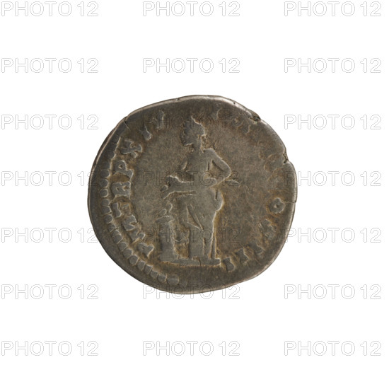 Denarius of Marcus Aurelius (121–180; Roman emperor 161–180). Obverse: head of Marcus Aurelius wearing a laurel wreath, right; pearled border; legend AN[N]INVS AVG (variant). Reverse: Annona stands facing left and empties a cornucopia into a modius placed before her; pearled border; legend PM TR P XIX IMP II COS III. Date: 164–165. Roman Empire, Rome. Coin; silver; weight 2.85 g; axis 180°.