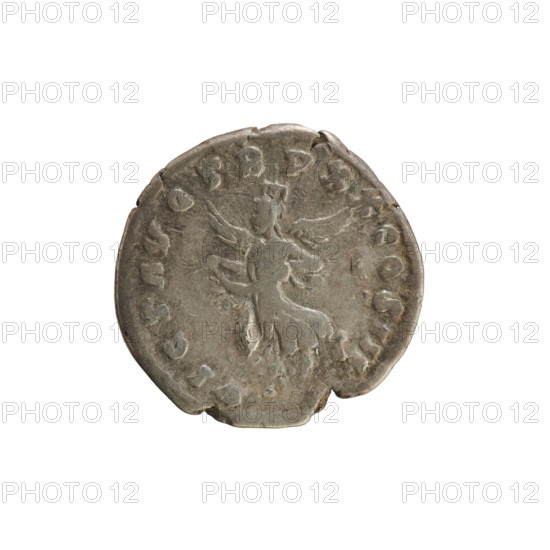 denarius, Marcus Aurelius (121–180; Roman emperor 161–180); obverse: head of Marcus Aurelius with laurel wreath facing right, pearl border, inscription M ANTONINVS AVG ARMENIACVS; reverse: Flying Victoria to left with garland in hands, pearl border, inscription VICT AVG TRPXXCOSIII; dated 165–166; Roman Empire (27 BC–476), Rome; coin; weight 3.12 g; axis 180°; iconography: imperial busts, Victoria (personification).