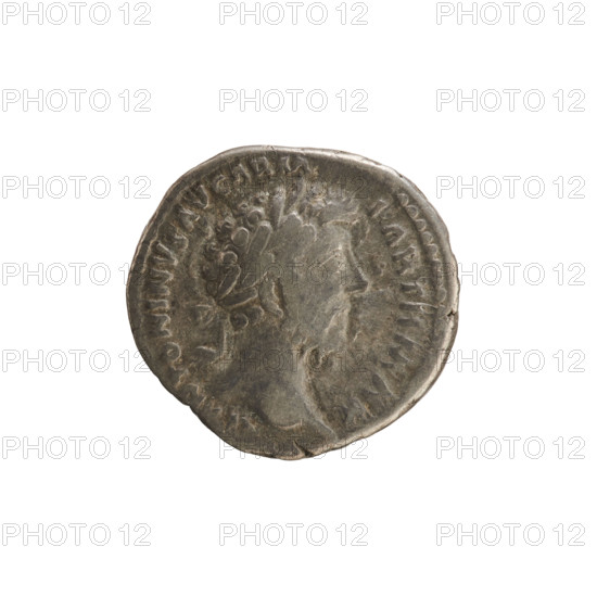 Denarius of Marcus Aurelius (121–180; Roman emperor 161–180). Obverse: Head of M. Aurelius in a laurel wreath, right; beaded border; inscription M ANTONINVS AVG ARM PARTH MAX. Reverse: Pax standing facing left, holding a branch in his right hand and a cornucopia in his left; below the line PAX; pearl border; inscription TRPXXIMP IIIICOSIII. Cornucopia and twig attributes. Roman, dated 166; material: coin; weight 3.19 g; axis 180°.