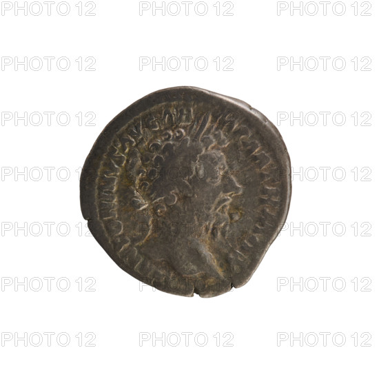 Denarius, Marcus Aurelius (121–180; Roman Emperor 161–180). Obverse: Head of Marcus Aurelius with a laurel wreath, right; pearl border; inscription M ANTONINVS AVG AR M PARTH MAX. Reverse: Victoria stands facing right, holding a palm and placing a shield inscribed VIC PAR on a palm trunk; pearl border; inscription TRPXXIMPIIIICOSIII. Roman Empire (27 BC–476), Rome, coin; weight 3.09 g; axis 180°; dated 166.