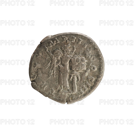 denarius, Marcus Aurelius (121–180; Roman emperor 161–180), imperial bust, treasure (numism), Victoria (personification), iconography: Victoria placing a shield on a palm tree trunk; Obv. M ANTONINVS AVG ARM PARTH, AX — head of Marcus Aurelius with laurel wreath, right; pearl border. Rv. TR, XX IMPIIII COSIII — Victoria stands facing right, holding a palm and placing a shield inscribed VIC PAR on the palm trunk; pearl border. 166, Roman Empire (27 BC–476), Rome, coin, weight 2.94 g