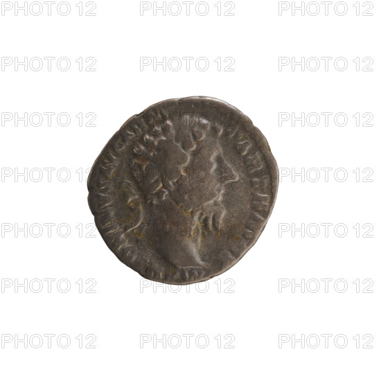 Denarius, Marcus Aurelius (121–180; Roman emperor 161–180). Obverse: Head of Marcus Aurelius with a laurel wreath, facing right; inscription ANTONINVS AVG ARM PARTH MAX. Reverse: Fortuna seated facing left, holding a rudder in her right hand and a cornucopia in her left; inscription FORT RED TR PXX II . IMP V and below the line COS III. Pearl border. Silver coin, weight 3.08 g, 168 CE, Roman Empire (27 BC–476), Rome.