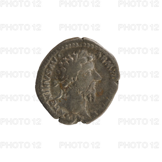 Denarius, Marcus Aurelius (121–180; Roman emperor 161–180). Obverse: Head of Marcus Aurelius with a laurel wreath, facing right; inscription ANTONINVS AVG ARM PA. Reverse: Fortuna seated, facing left, holding a rudder in her right hand and a cornucopia in her left; inscription FORT RED TRPXX II . IMP V and below COS III. Pearl border. Roman, 168 CE. Coin; diameter 18.9 mm, weight 3.48 g.
