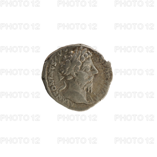 denarius, Marcus Aurelius (121–180; Roman emperor 161–180), busts of Marcus Aurelius, treasures (numism.), imperial busts, Marcus Aurelius — iconography, cornucopia (attribute), scales (attribute), Aequitas (personification). Obv. M ANTONINVS AVG: Head of Marcus Aurelius with a laurel wreath, right. Beaded border. Rev. TRPXX III · IMP V · COS III: Aequitas sits facing left, holding scales in his right hand and a cornucopia in his left. Pearl border. 168–169 CE, Roman Empire (27 BC–476), Rome. Coin, weight 2.89 g.