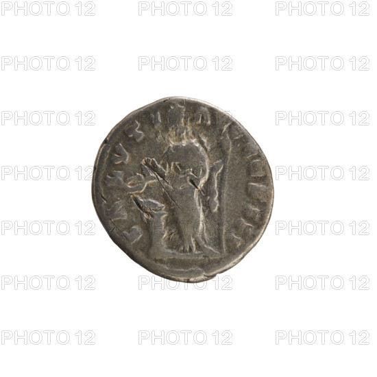 denarius, Marcus Aurelius (121–180; Roman emperor 161–180); obverse: head of Marcus Aurelius with a laurel wreath, facing right; pearl border; legend 'M ANTONINVS AVG TR P XXIII'. Reverse: Salus standing facing left, in her right hand a patera feeding a snake coiled around an altar, in her left a scepter; legend 'SALVTI AVG COS III'. Golub treasure (numismatic) and treasures (numism.) removed. Date: 168–169. Roman Empire (27 BC–476). Rome. Coin; weight 3.22 g; axis 180 degrees.