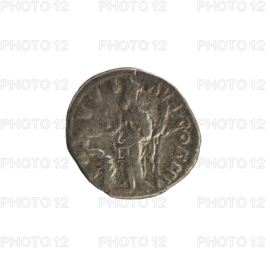 Denarius, Marcus Aurelius (121–180; Roman emperor 161–180). Obverse: Head of Marcus Aurelius with a laurel wreath, right. Pearl border. Inscription: M AN NINVS AVG TR P XX III. Reverse: SALVTI AVG COS III. Salus stands facing left; in her right hand she holds a patera from which she feeds a snake coiled around an altar, in her left hand a scepter. 168–169 CE. Roman Empire (27 BC–476). Rome. Coin. Weight 3.15 g.