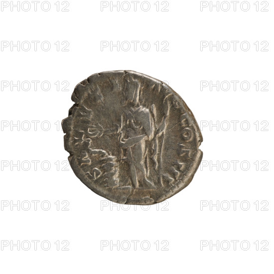 Denarius, Marcus Aurelius (121–180; Roman emperor 161–180). Obverse: Head of Marcus Aurelius with a laurel wreath, right. Beaded border. Inscription: M ANTONINVS AVG TR P XXIII. Reverse: SALVTI AVG COS III. Salus stands facing left, holding a patera in her right hand feeding a snake coiled around an altar, and a scepter in her left. Pearl border. 168–169, Rome, Roman Empire (27 BC–476). Coin; weight 2.99 g; axis 180°.