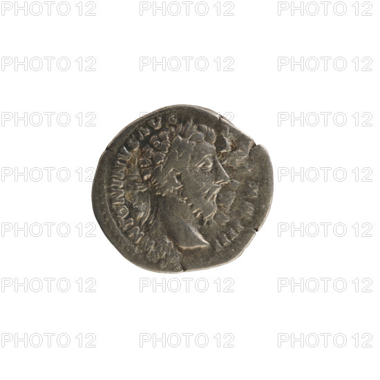 Denarius, Marcus Aurelius (121–180; Roman emperor 161–180). Obverse: Head of Marcus Aurelius with a laurel wreath, facing right; pearl border; inscription ANTONINVS AVG. Reverse: SALVTI AVG COS III — Salus stands facing left, holding a patera in her right hand feeding a snake coiled around an altar, and a scepter in her left; pearl border. Silver coin, weight 3.03 g, dated c. 169–170, Roman Empire (27 BC–476), Rome.