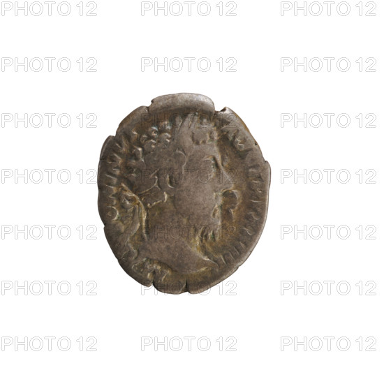 Denarius, Marcus Aurelius (121–180; Roman emperor 161–180). Obverse: Head of Marcus Aurelius with a laurel wreath, right, inscription 'M ANTONINVS AVG TR P XXIIII COS III'. Reverse: Minerva standing turned to the right, holding a javelin in her right hand and a shield in her left; pearl border. Spear and shield attributes. Imperial busts; iconography of Marcus Aurelius and Minerva. Roman, 169–170 CE. Coin; silver; weight 2.82 g; axis 180°.