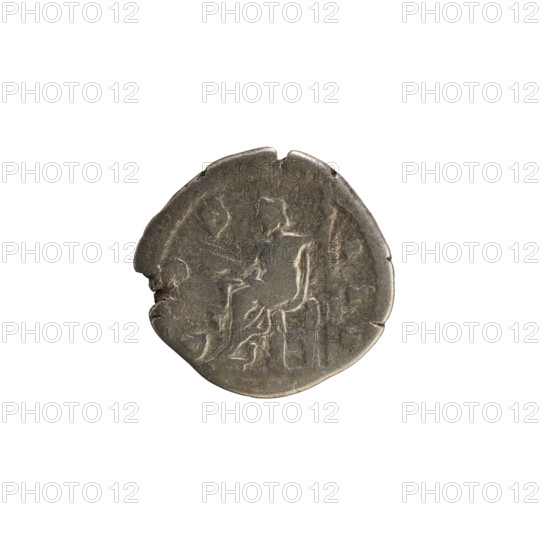 denarius, Marcus Aurelius (121-180; Roman emperor 161-180), bust, treasures (numism.), imperial bust, Jupiter (mythology), Marcus Aurelius — iconography, scepter (attribute), thunderbolt (attribute). Obv. M ANTONINVS AVG TR P XXV: Head of Marcus Aurelius with a laurel wreath, to the right. Pearl border. Rv. C O S III: Jupiter sits facing left, holding a thunderbolt in his right hand and a scepter in his left. Pearl border. 170–171, Roman Empire (27 BC–476), Rome, coin, weight 3.39 g
