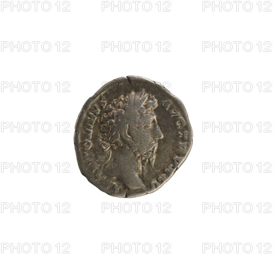 Denarius, Marcus Aurelius (121–180; Roman emperor 161–180). Obverse: Head of Marcus Aurelius with a laurel wreath, right. Pearl border. Inscription: ANTONINVS AVG TR P XXV. Reverse: Jupiter seated left, holding a thunderbolt in his right hand and a scepter in his left. Pearl border. Date: 170–171. Roman Empire (27 BC–476). Rome. Coin; weight 2.77 g; axis 180°.