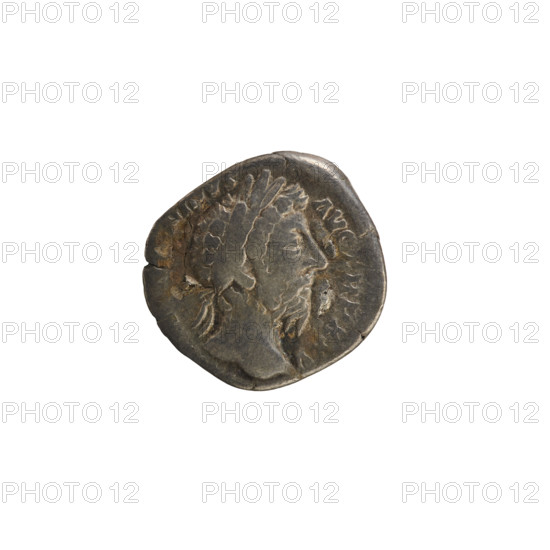 Denarius of Marcus Aurelius (121–180; Roman emperor 161–180). Obverse: Head of Marcus Aurelius with a laurel wreath, right. Pearl border. Inscription: NINVS AVG TR P XXV. Reverse: Veiled emperor standing facing left, holding a patera above a tripod in his right hand; a bull at his feet. Inscription: VOTA SOL DECENN COS III. Date: 170–171. Roman Empire (27 BC–476), Rome. Coin; weight 3.29 g; axis 180°.