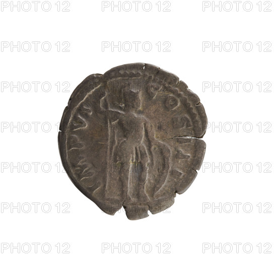 Denarius, Marcus Aurelius (121–180; Roman emperor 161–180). Obv.: Head of Marcus Aurelius with a laurel wreath, right; pearl border; inscribed M ANTONINVS AVG TR P XXVI. Rv.: Mars in military attire and helmet facing right, holding a spear in his right hand and resting his left hand on a shield; pearl border; inscribed IMP VI COS III. Silver coin, 171–172 CE, Roman Empire (27 BC–476), Rome. Weight 3.36 g, axis 180°.