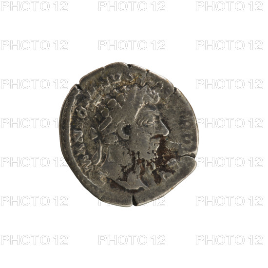 Denarius, Marcus Aurelius (121–180; Roman emperor 161–180). Obverse: Head of Marcus Aurelius with a laurel wreath, facing right. Pearl border. Inscription: M ANTONINVS. Reverse: Roma seated left on a throne, holding Victoria in her right hand and a spear in her left, shield behind her. Pearl border. Attributes: spear, shield, Victoria. Iconography: imperial busts, Roma (mythology). Date: 171–172. Roman Empire (27 BC–476). Rome. Coin; weight 3.02 g; axis 180°.