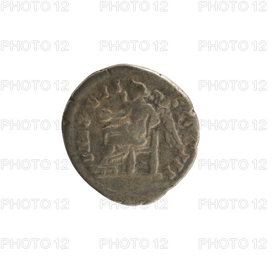 Denarius, Marcus Aurelius (121–180; Roman Emperor 161–180). Obverse: Head of Marcus Aurelius with a laurel wreath, facing right. Pearl border. Inscription: M ANTONINVS AVG TR P XXVIII. Reverse: Victoria sits facing left, holding a patera in her right hand and a palm branch in her left. Pearl border. Inscription: IMP VII COS III. Roman Empire (27 BC–476), Rome; coin; weight 2.57 g.