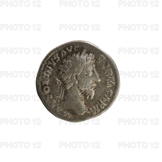 denarius, Marcus Aurelius (121–180; Roman emperor 161–180); busts of Marcus Aurelius; numismatic treasure; imperial busts; iconography of Marcus Aurelius; Securitas (personification). Obv.: M ANTONINVS AVG G, RM SARM — Head of Marcus Aurelius with a laurel wreath, right. Pearl border. Rv.: SECVRITAS PVBLICA TR P XXIX — Securitas sits turned left, raises the drapery with his right hand, rests her left elbow on the back of the seat; below IMP VIII / COS III in two rows. Pearl border. Date: 175. Roman Empire (27 BC–476). Place: Rome. Object: coin (denarius). Weight: 3.26 g. Axis: 180°.'