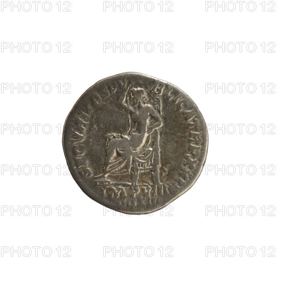 denarius, Marcus Aurelius (121–180; Roman emperor 161–180); obverse: head of Marcus Aurelius with a laurel wreath, right; pearl border; inscription 'M ANTONINVS AVG G RM SARM'. Reverse: Securitas (personification) seated, turned left, raising the drapery with his right hand, resting his left elbow on the back of the seat; below in two rows 'IMP VIII / COS III'; inscription 'SECVRITAS PVBLICA TR P XXIX'. Imperial busts; iconography of Marcus Aurelius and Securitas. Roman, 175 CE; coin (denarius); weight 3.26 g; axis 180°.
